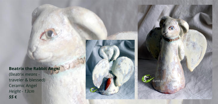 Beatrix the Rabbit Angel  (Beatrix means -  traveler & blessed) Ceramic Angel Height - 13cm 55 €