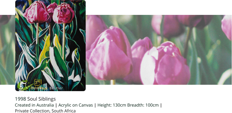 1998 Soul Siblings Created in Australia | Acrylic on Canvas | Height: 130cm Breadth: 100cm |   Private Collection, South Africa