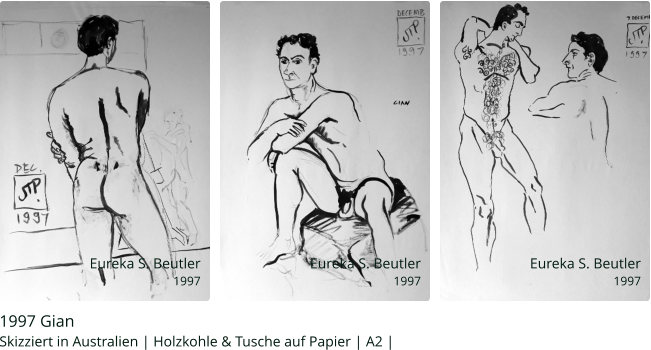 1997 Gian Skizziert in Australien | Holzkohle & Tusche auf Papier | A2 |    Eureka S. Beutler 1997  Eureka S. Beutler 1997 Eureka S. Beutler 1997